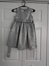 Formal Sequin Dress Size 6 Gray Silver Flower Waist Tulle underskirt