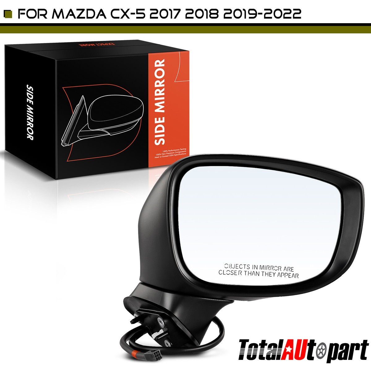 Black Manual Folding Mirror w/ 9 pin for Mazda CX-5 2017-2022