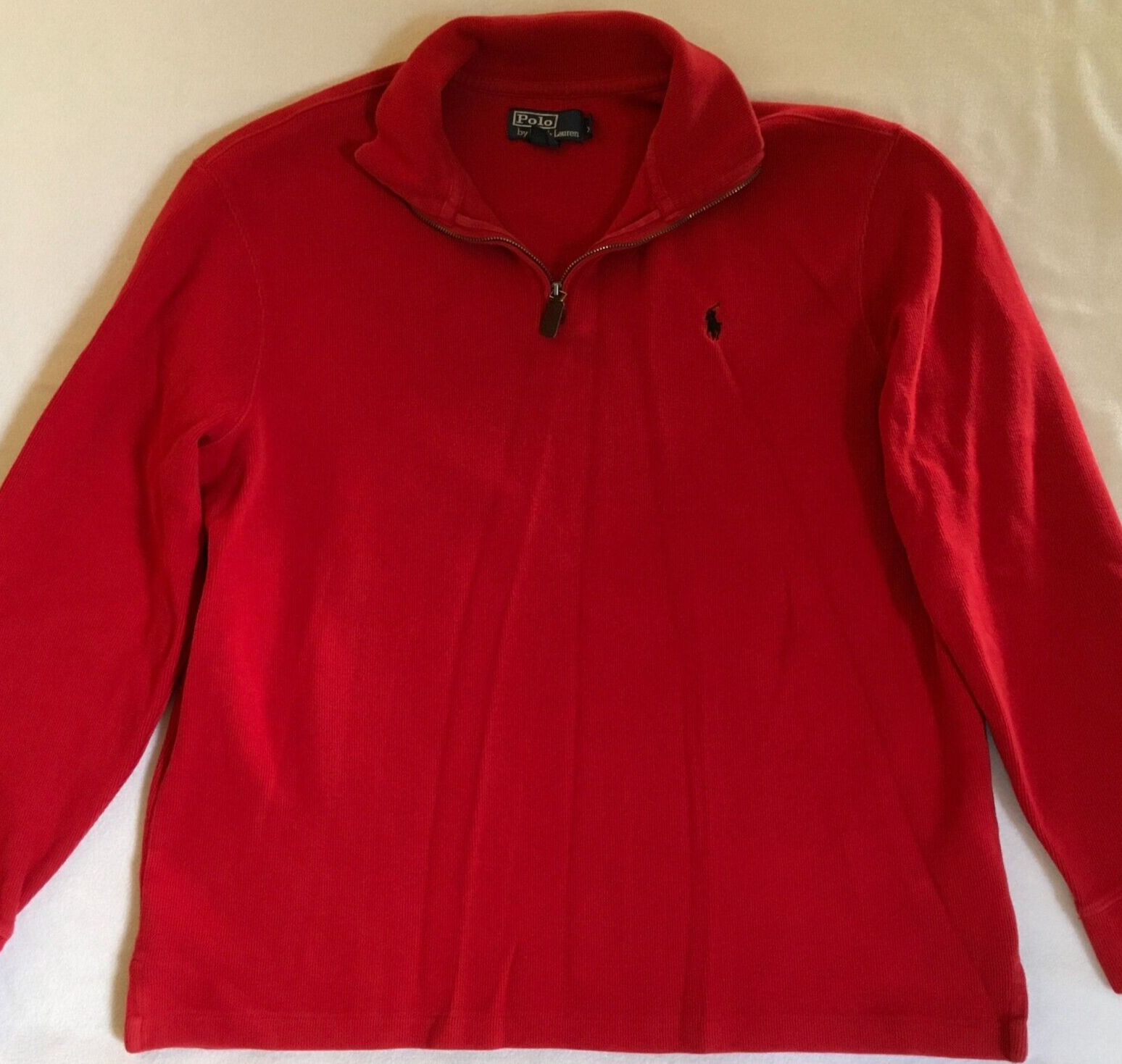 PONY Polo Ralph Lauren Uomo Rosso 1 4 Zip Finto Collo Pullover L S Felpa Grande L