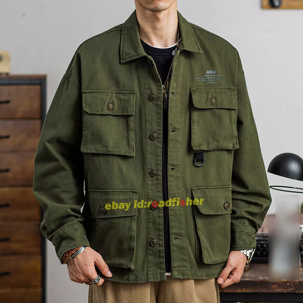 Men's Vintage Military Jacket Tactics Coat Cotton Multi-pocket Cotton  Outwear