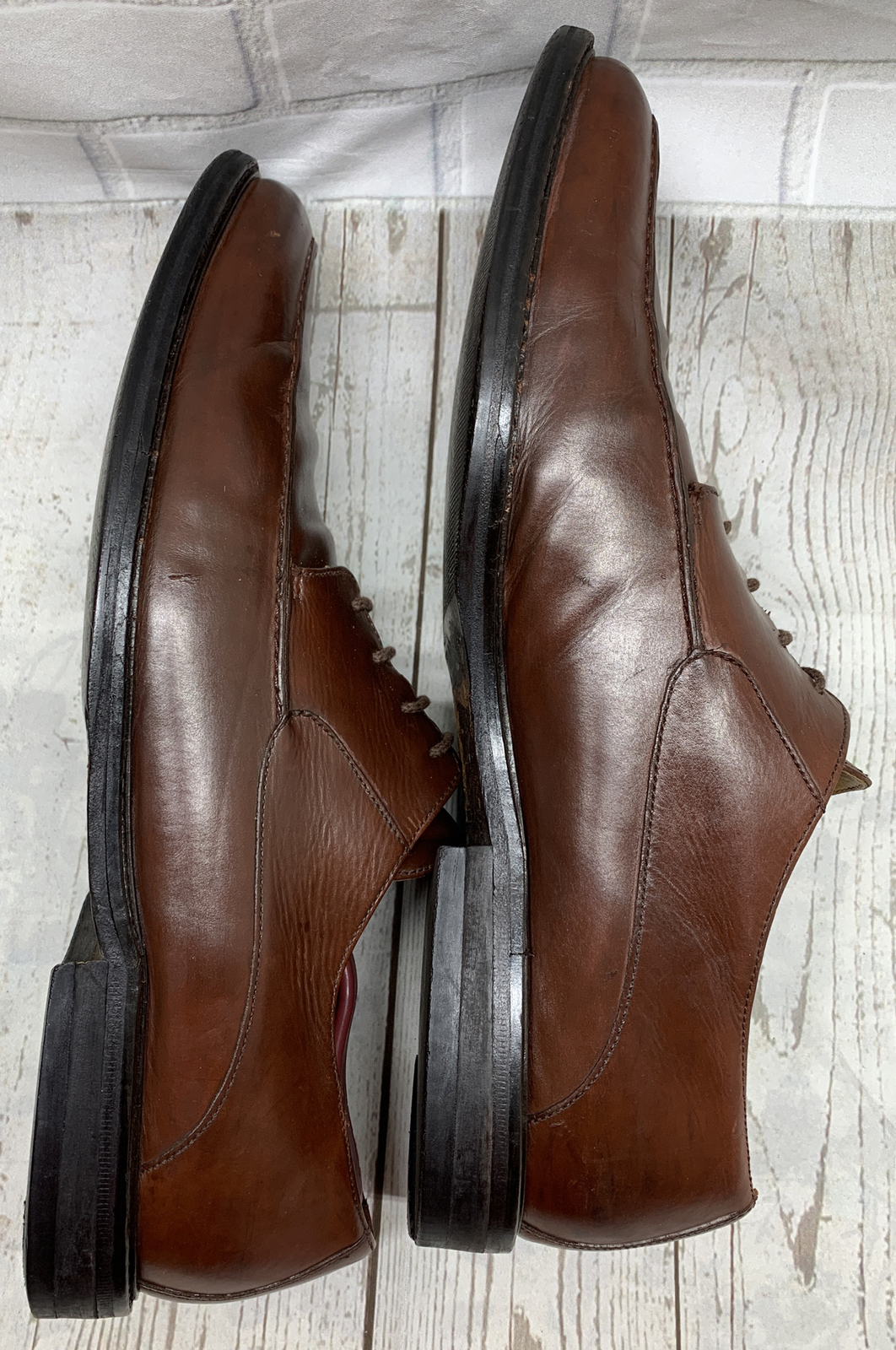 Johnston & Murphy Solid Brown Split Moc Toe Lace … - image 13