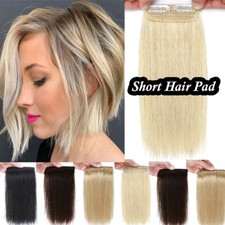Thick Hairpad Topper Base Short Clip In Real Human Hair Extensions One Hairpiece