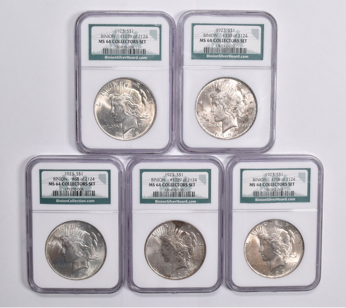 1923年平和の銀貨と1964年セット 1923 Peace Dollar - Binion Silver Hoard - Collectors Set - MS64
