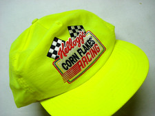 VINTAGE 1992 KELLOGG'S CORN FLAKES RACING NEON YELLOW / GREEN SNAPBACK HAT MEN'S