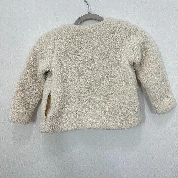 Hanna Andersson Niñas Talla 5 Crema Sherpa Peluche Polar Adorable Chaqueta Acogedora Foto 2 de 4