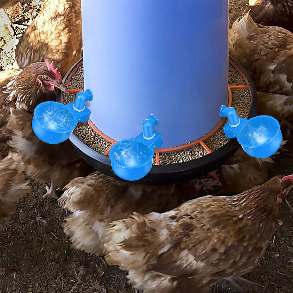 Automatic Chicken Water Cup Waterer Poultry Drinker Feeder Drinking Bowl Kit JQ