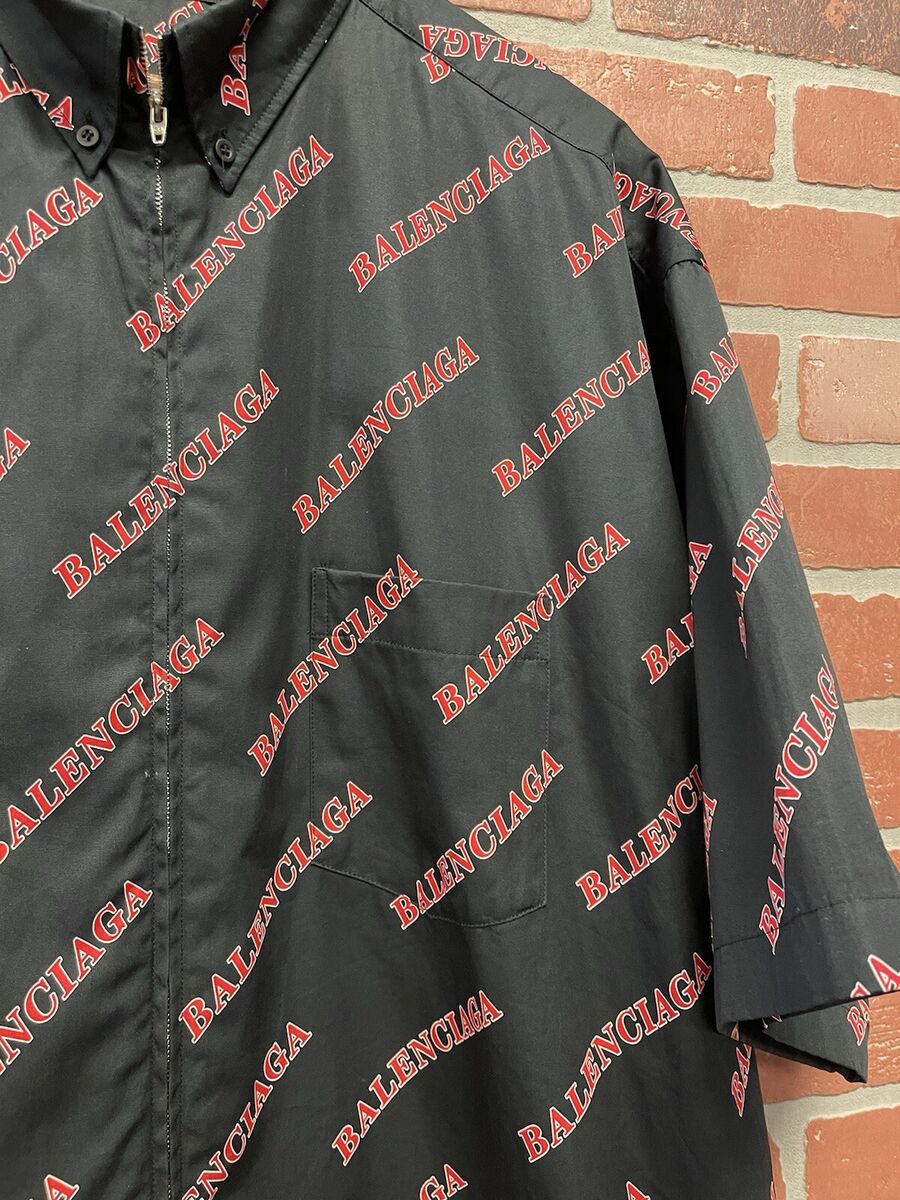 Size L - Balenciaga Black & Red Sporty Allover Logo Size L - Balenciaga Black & Red Sporty Allover Logo
