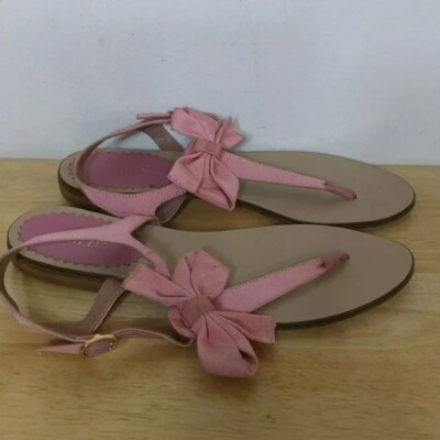 RED Valentino Pink Bow T Strap Sandals Shoes