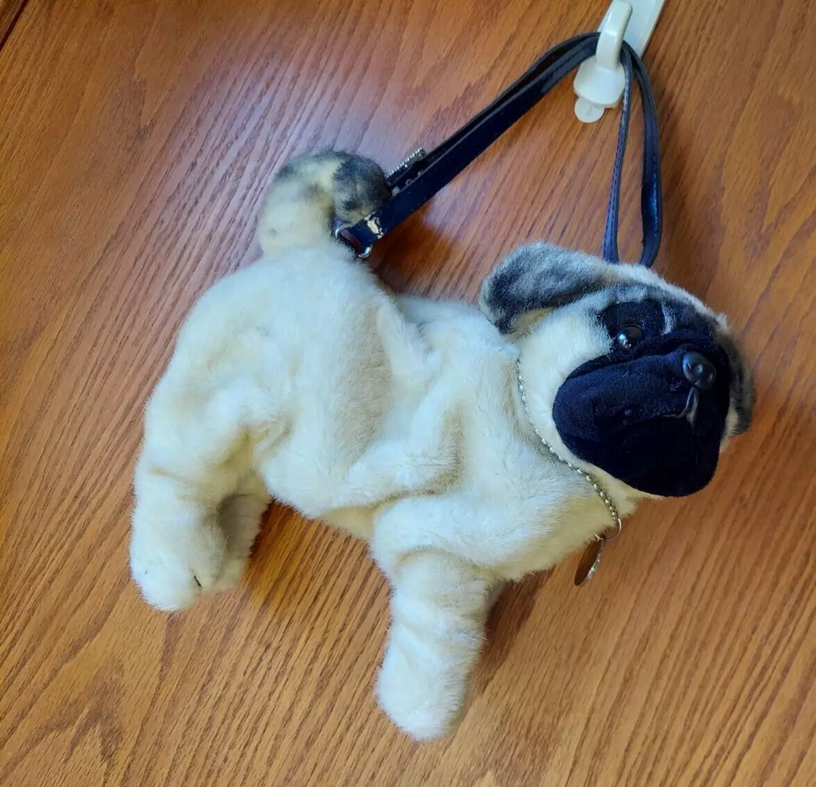 FUZZY NATION REALISTIC LIFE LIKE PUG DOG PLUSH PURSE HAND BAG