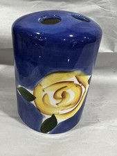 Blue Yellow Floral Design Toothbrush Holder Ceramic Bath Home Dec r 4  X 3  