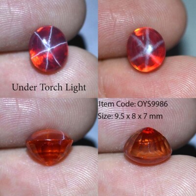 4.70 Ct 9.5x8 MM Orange Star Sapphire 6 Rays Lab Created Corundum VDO OYS9986