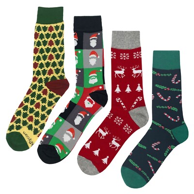 men christmas dress socks Lot 2 Eabern Mens Womens Novelty Dress Socks Christmas One Size Elf Snowflake