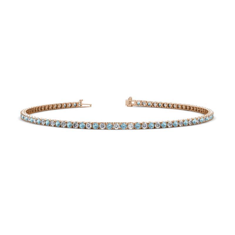 Aquamarine & Lab Grown Diamond Eternity Tennis Bracelet 14K Gold JP:162336