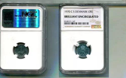 1970 DENMARK 1 ORE COIN NGC BRLLIANT UNCIRCULATED 9302S