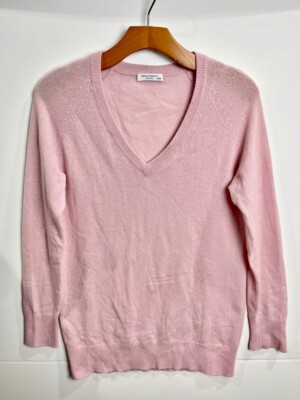 Equipment Femme 100% Cashmere Asher V-Neck Pullover Knit Sweater Light Pink  XS