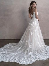 Floral Lace Wedding Dress Bridal Gown Custom made Straps 2-28W
