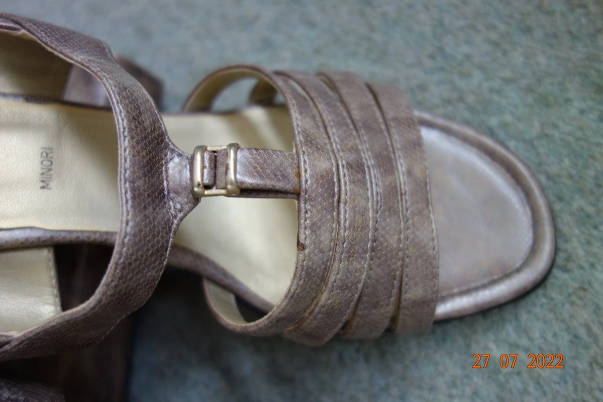 Sandals by Lotus Matching bag. Size 5.Snake Skin effect Stone Colour