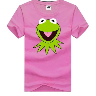 Girls Kermit The Frog Funny Printed Kids Adults Cartoon T-Shirts Round Neck Tees