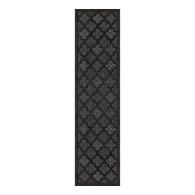 Pemberly Row Easy Care 6' Runner Charcoal Black Fabric Modern Area Rug