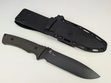 Spartan Blades Damysus Knife - Black Micarta Handle 1095 Cro-Van Blade + Sheath