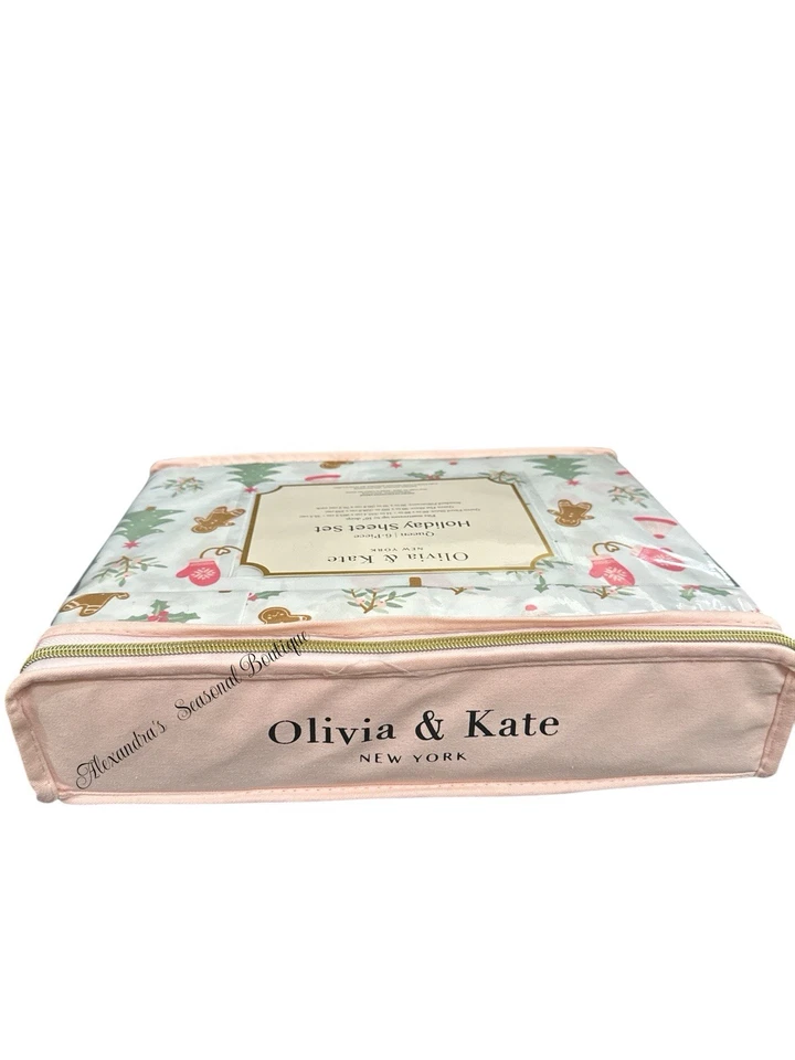 Набор простыней Olivia & Kate Queen 6 шт. пряничный человек рождественская елка розовые варежки - Изображение 4 из 4