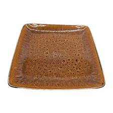 Set of 3 Over and Back HORIZON SQUARE Salad Plate 7 3/4" Brown Smaller Circles