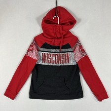University of Wisconsin Badgers Cowl Neck Hoodie Womens Small Red College NCAA