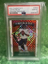 2021 Panini Rookies & Stars Crusade Justin Fields #CR-23 Red Plaid Prizm PSA 10
