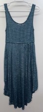 Free People Beach Sleeveless Knit Midi Dress Asymmetrical Blue Coastal Minimal S
