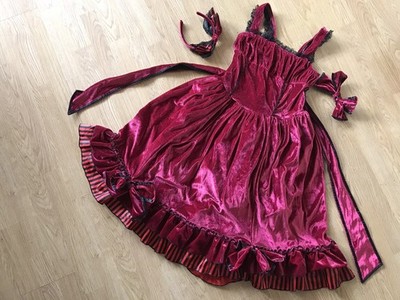 Hochwertig-Karneval Western Salon Kleid Gr.S-Samt-Burlesque Fasching Kostüm