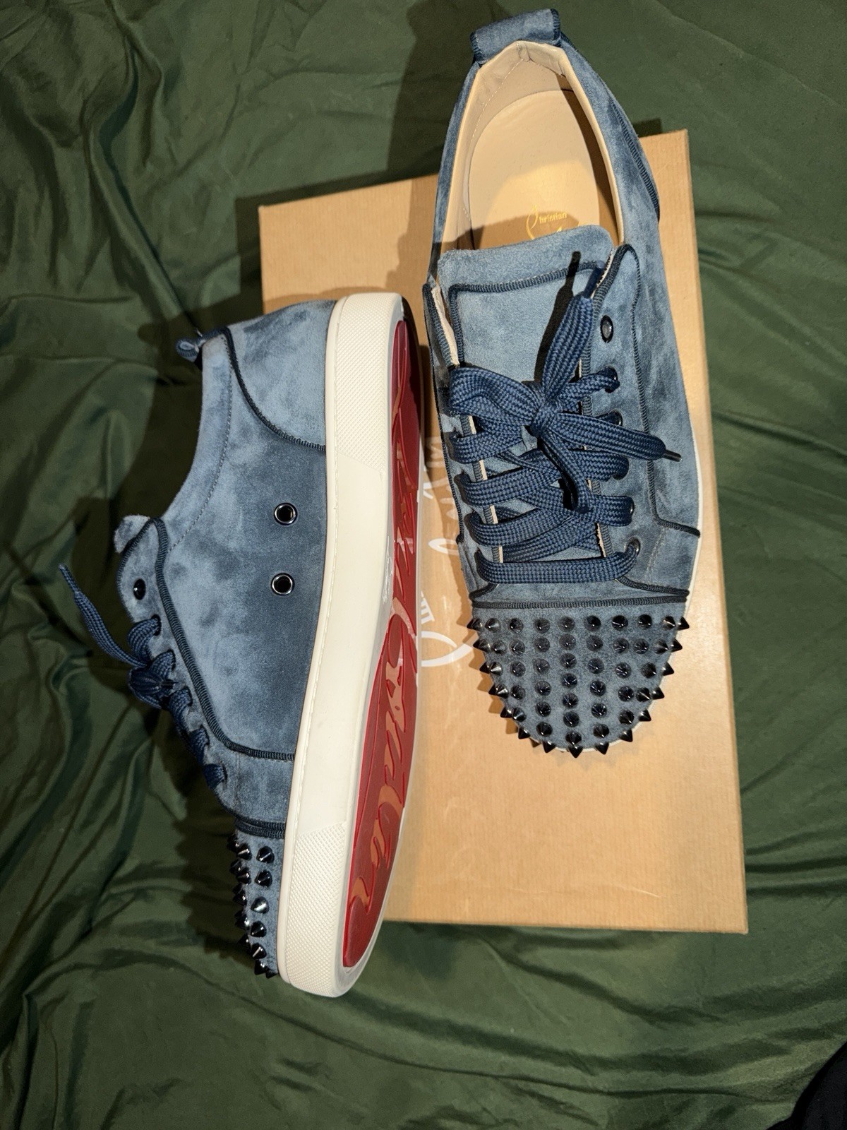 Christian Louboutin Louis Junior Spikes Orlato Flat VEAU 9.5 image 4