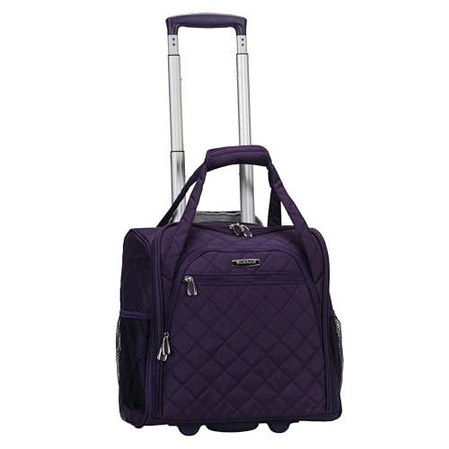 Rockland Melrose Upright Wheeled Underseater Carry-On Luggage, Purple 15"