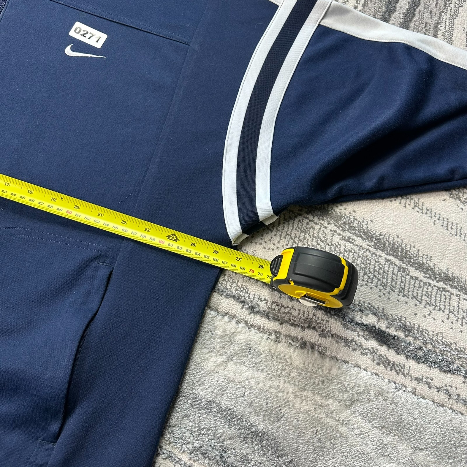 Vintage Nike 90's Navy White Striped Oversized Large Tracksuit Top Track Jacket image 6