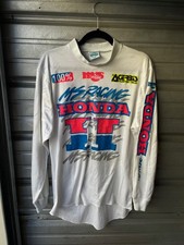 Vintage 80's Honda MS Racing Long Sleeve Shirt Jersey White Acerbis Men's L