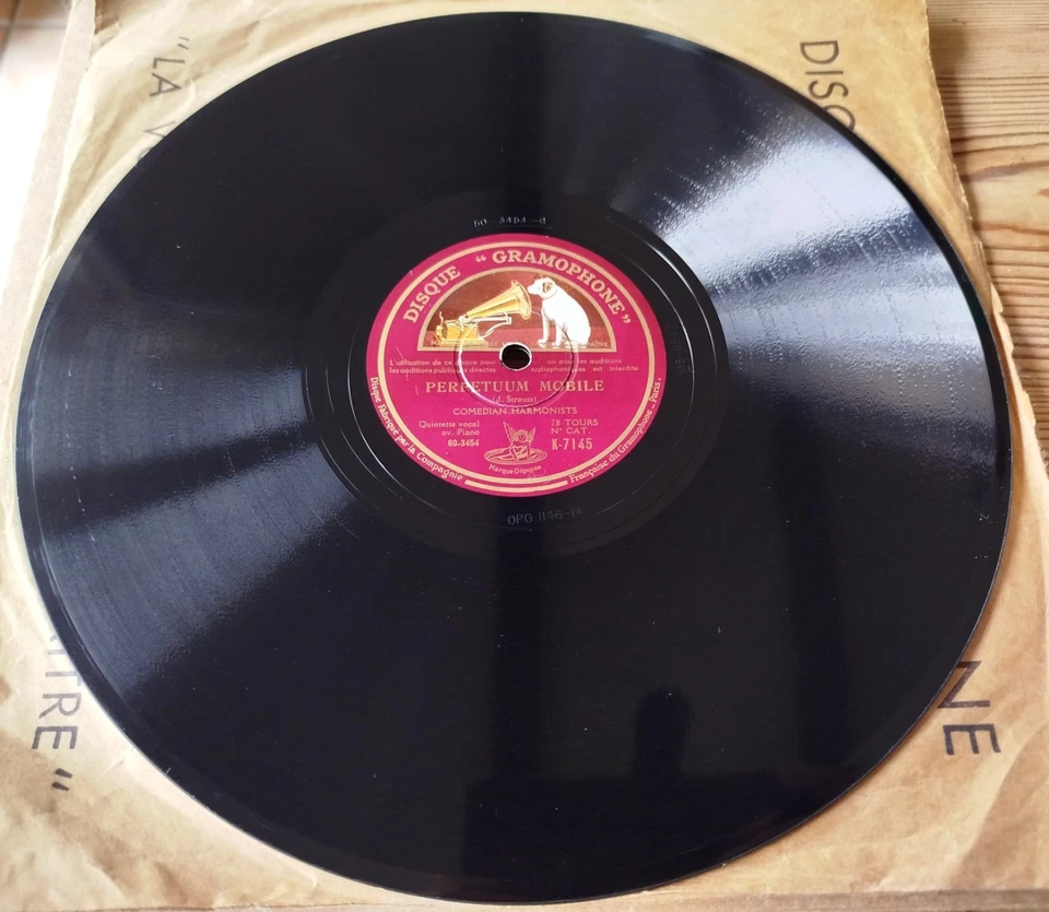 10" 78rpm COMEDIAN HARMONISTS - Perpetuum Mobile / Menuet - French DG K 7145 EX+ - Photo 4/4