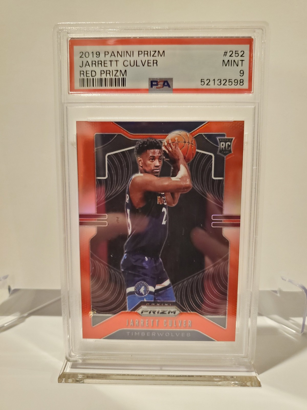 2019 Panini Prizm Jarrett Culver #252 Red Prizm 212/299 PSA 9