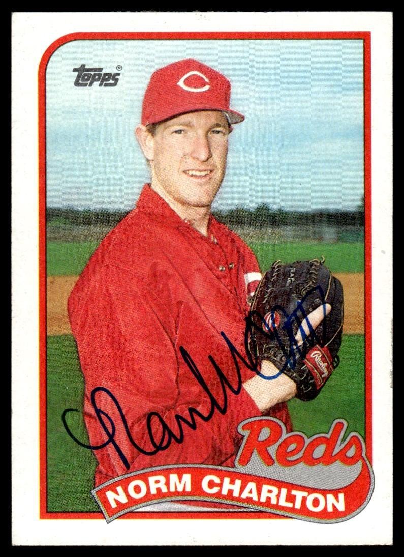 1989 Topps Norm Charlton IP TTM Autograph Signed Cincinnati Reds - Dimple