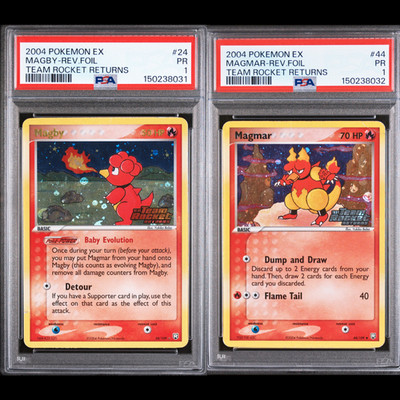 PSA 1 SEQUENTIAL 2004 EX Team Rocket Returns REVERSE Holo Magby 24 Magmar 44/109