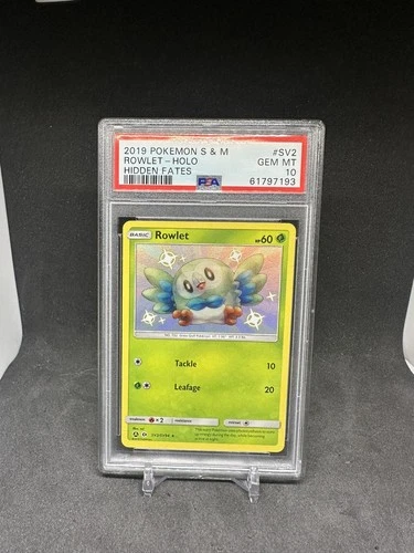 Pokemon Hidden Fates Rowlet SV2 Baby Shiny Holo Rare PSA 10 GEM MINT
