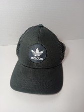 Adidas Snapback Hat Mesh Back Trucker Cap Trefoil Patch All Black