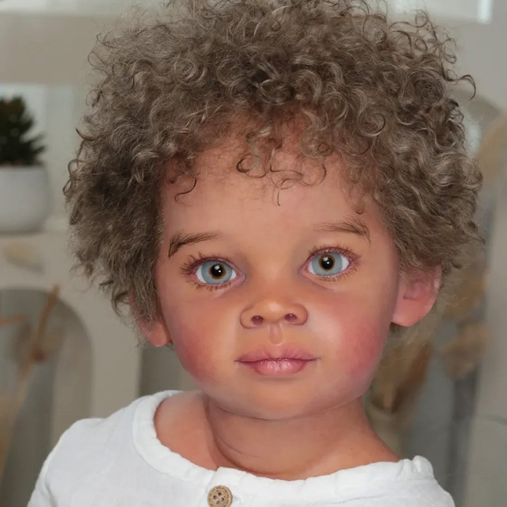 30" Dark Skin Reborn Baby Doll Realistic Toddler Girl Curly 