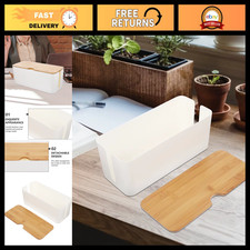 Large Capacity Cord Organizer Box with Bamboo Lid - Detachable Cable Management