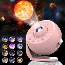 Star Projector Galaxy Light HD Image 360 Rotation 12 Film Discs Pink for Kids Ro