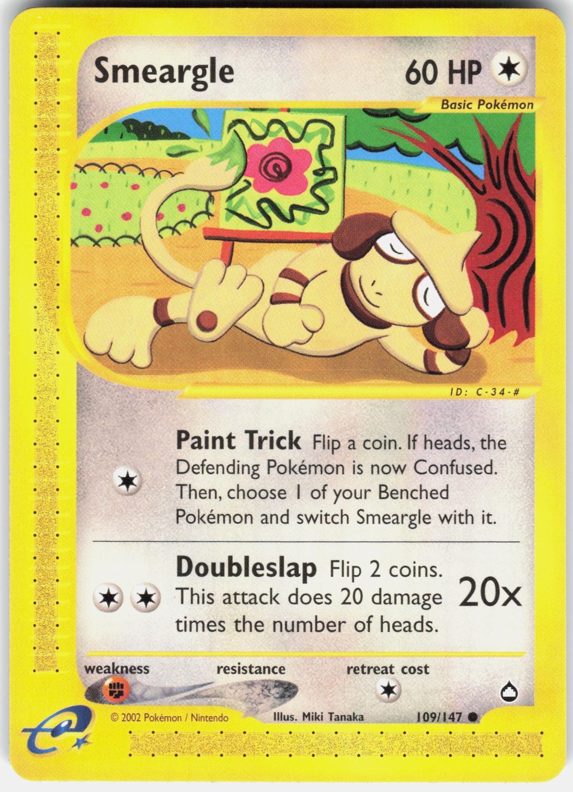 Smeargle 109/147 Common Aquapolis Pokemon Near Mint