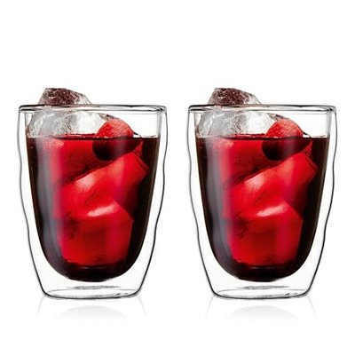 BODUM Glass Cup Tumbler PILATUS Double Wall Glass 350ml Set of 2 Insulates
