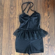 Kell  Unitard Shorts AS Black Halter tie Dance K2T1 Cell 6 Halter Built in Bra