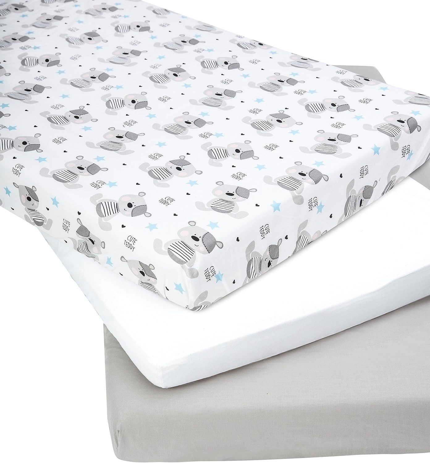Medi Partners Lenzuola Lettino Set 3 Neonato 60x120-100% Cotone foto 5