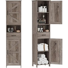 67" H Tall Bathroom Storage Cabinet with 2 Barn Doors and 1 Drawer