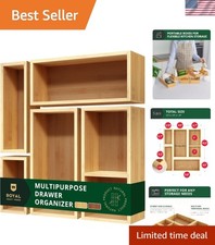 Elegant 5-Piece Bamboo Drawer Organizer Set   Eco-Friendly Storage Solution