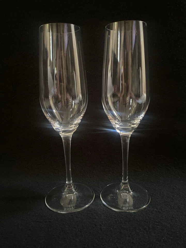 Riedel Champagne Glasses - Set of 2: Crystal Flutes. 9” - Image 2 of 2